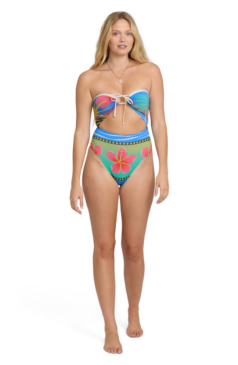 Billabong Midnight Tropics Andrew Cutout High-Leg One-Piece Swimsuit, Alternate, color, True Blue
