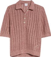 Eleventy Open Stitch Cotton & Linen Blend Polo