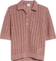 Eleventy Open Stitch Cotton & Linen Blend Polo
