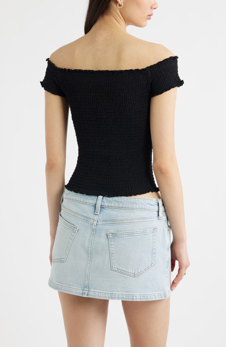 BP. Off the Shoulder Smocked Top, Alternate, color, Black