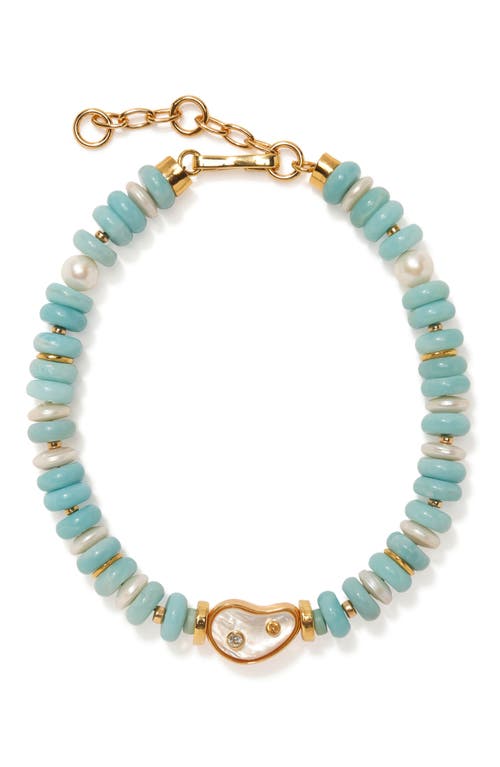 Lizzie Fortunato Goddess Beaded Collar Necklace in Aqua 