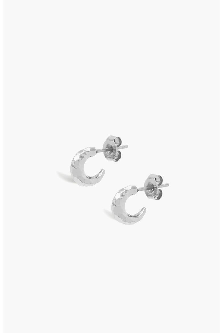 Aalto Mini Hammered Hoop Earrings, Main, color, Silver