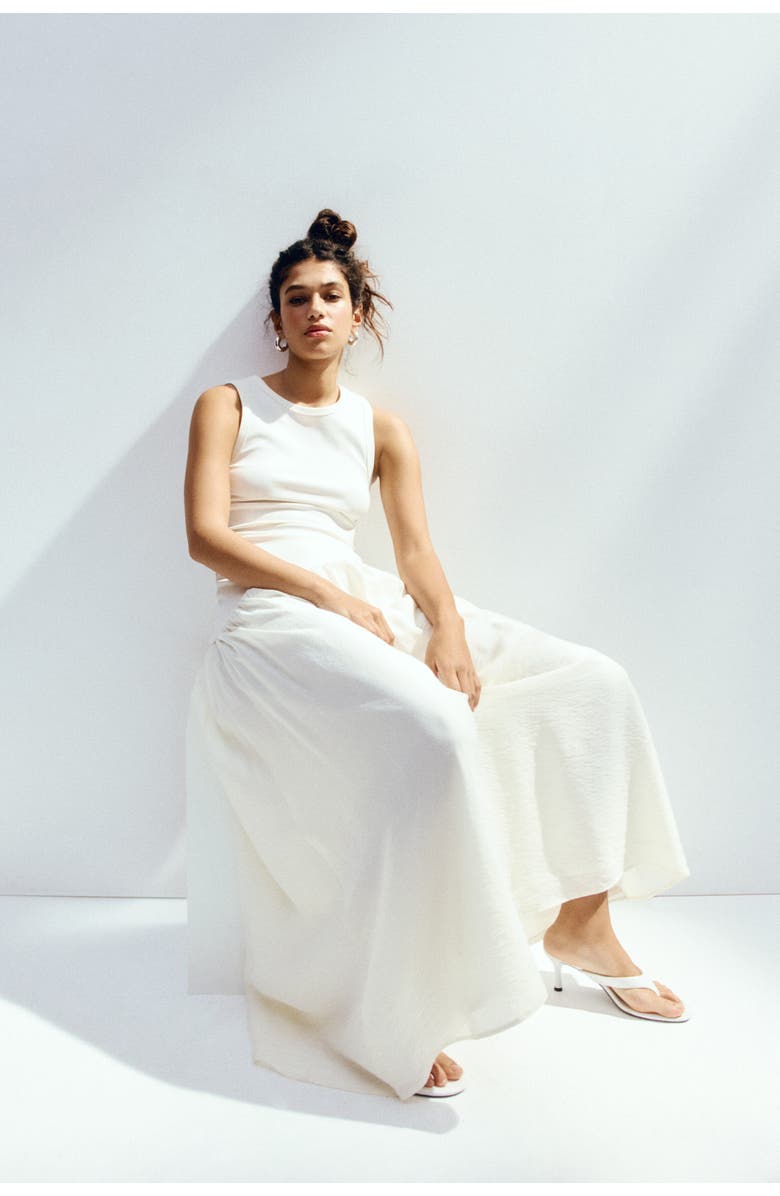 H&M Dress with flared skirt, Main, color, Cream