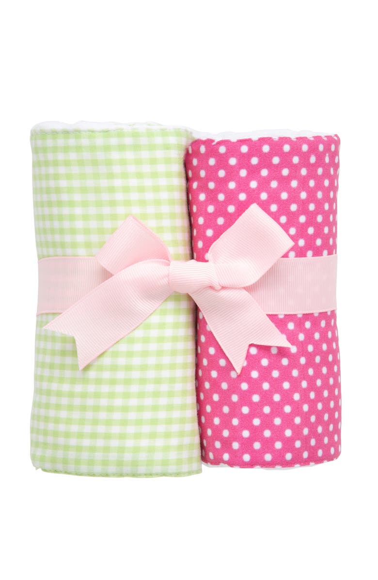 3 Marthas Dot Set of Two Burp Cloths, Main, color, Pink Alligator & Green Check