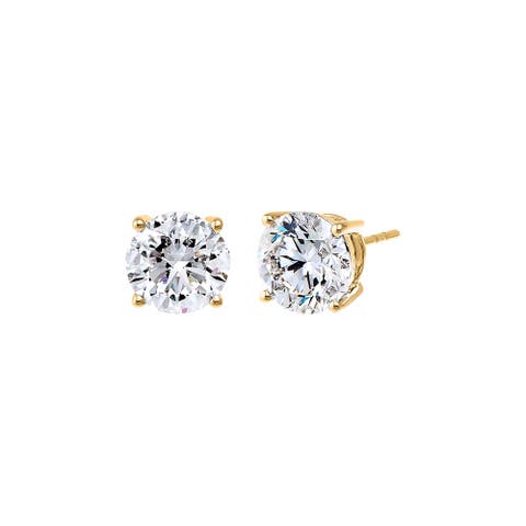 4 Carat Lab Grown Diamond Solitaire Four Prong Stud Earring 14K