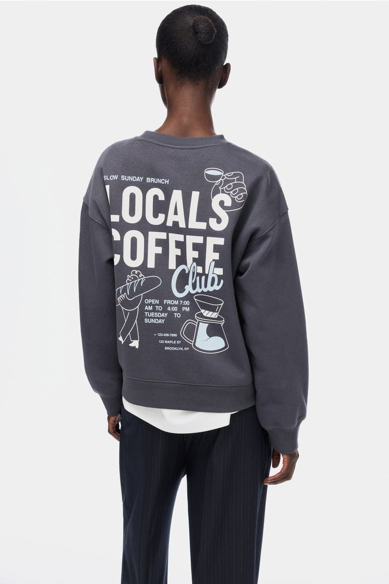 Text-motif Sweatshirt, Alternate, color, Dark gray/Brunch