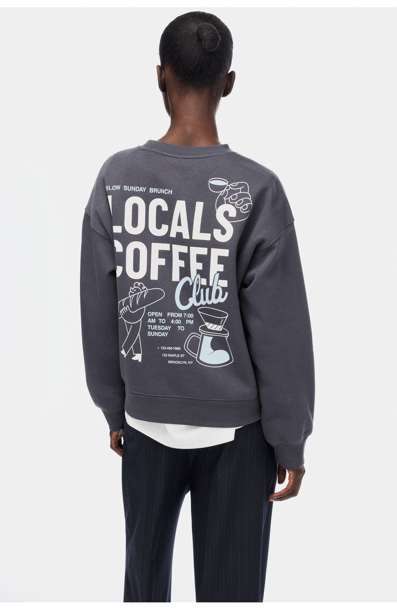 H&M Text-motif Sweatshirt, Alternate, color, Dark Gray/Brunch