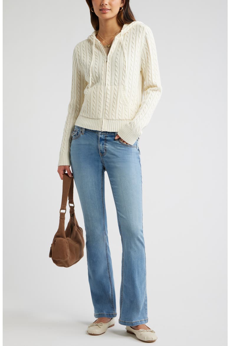 Cable Stitch Hooded Cardigan, Alternate, color, IVORY ANTIQUE