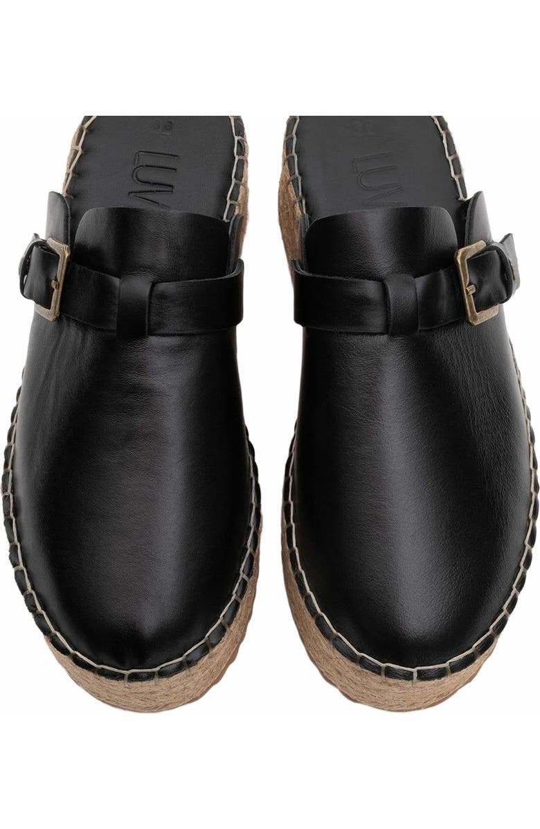 Forever & Always Shoes Novas Leather Platform Espadrille Mule, Alternate, color, Black Leather