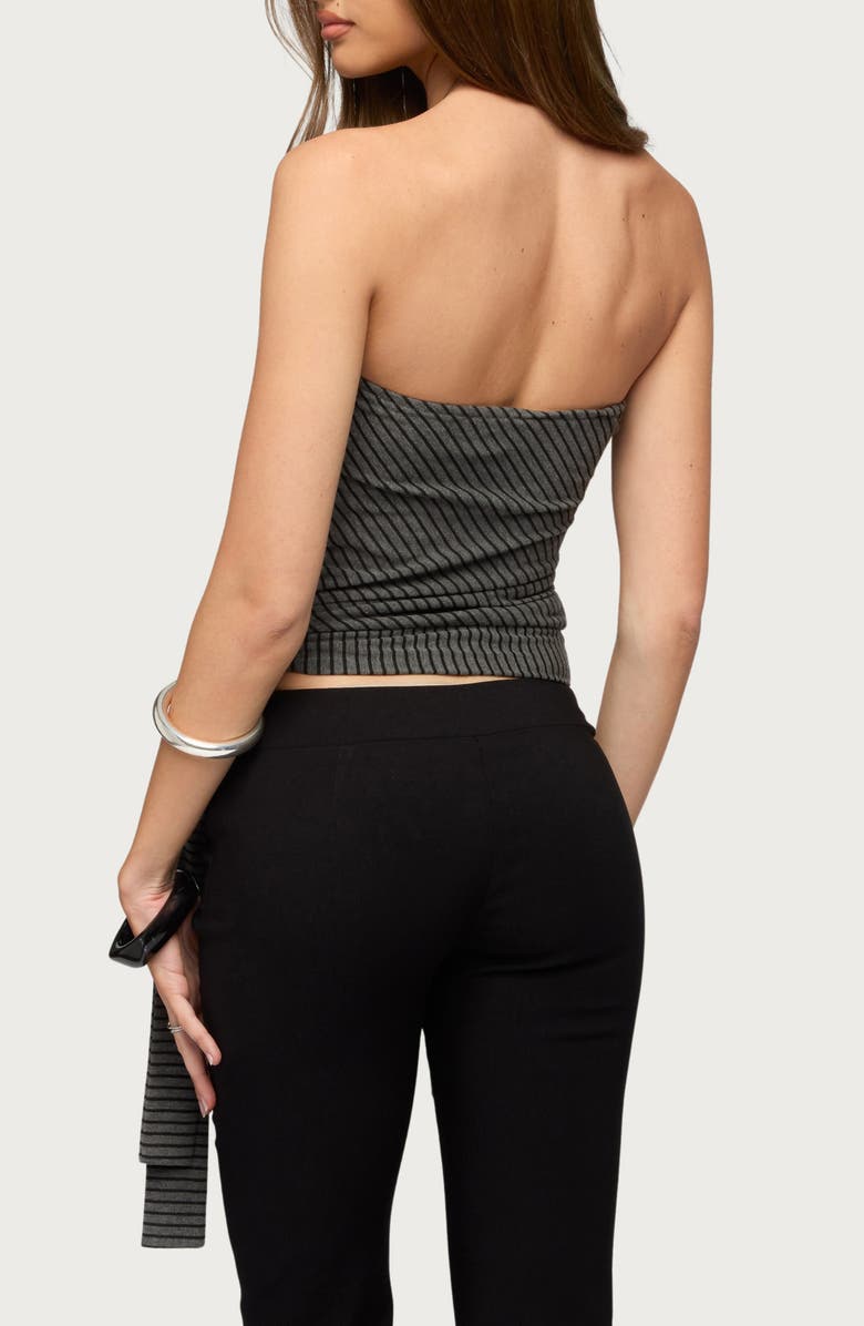 EDIKTED Margotte Stripe Strapless Top, Alternate, color, Black-And-Gray