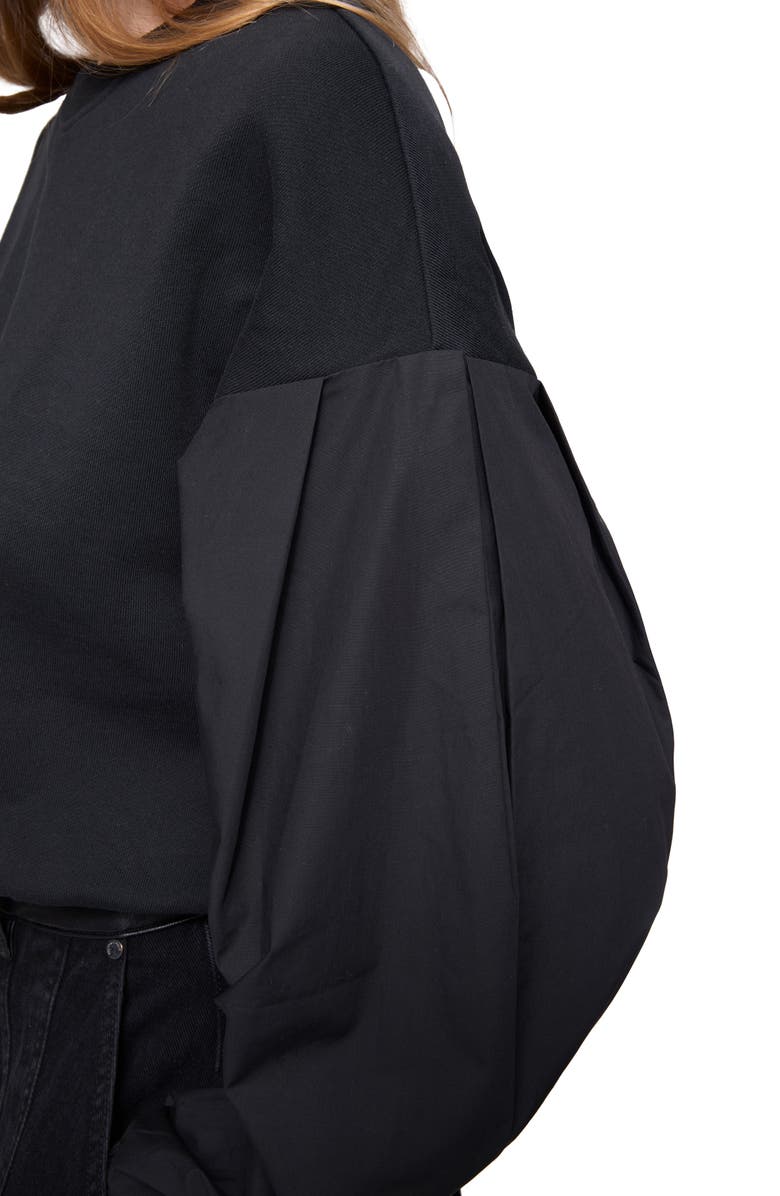 Rebecca Minkoff Julia Mixed Media Crop Cotton Blend Sweatshirt, Alternate, color, 