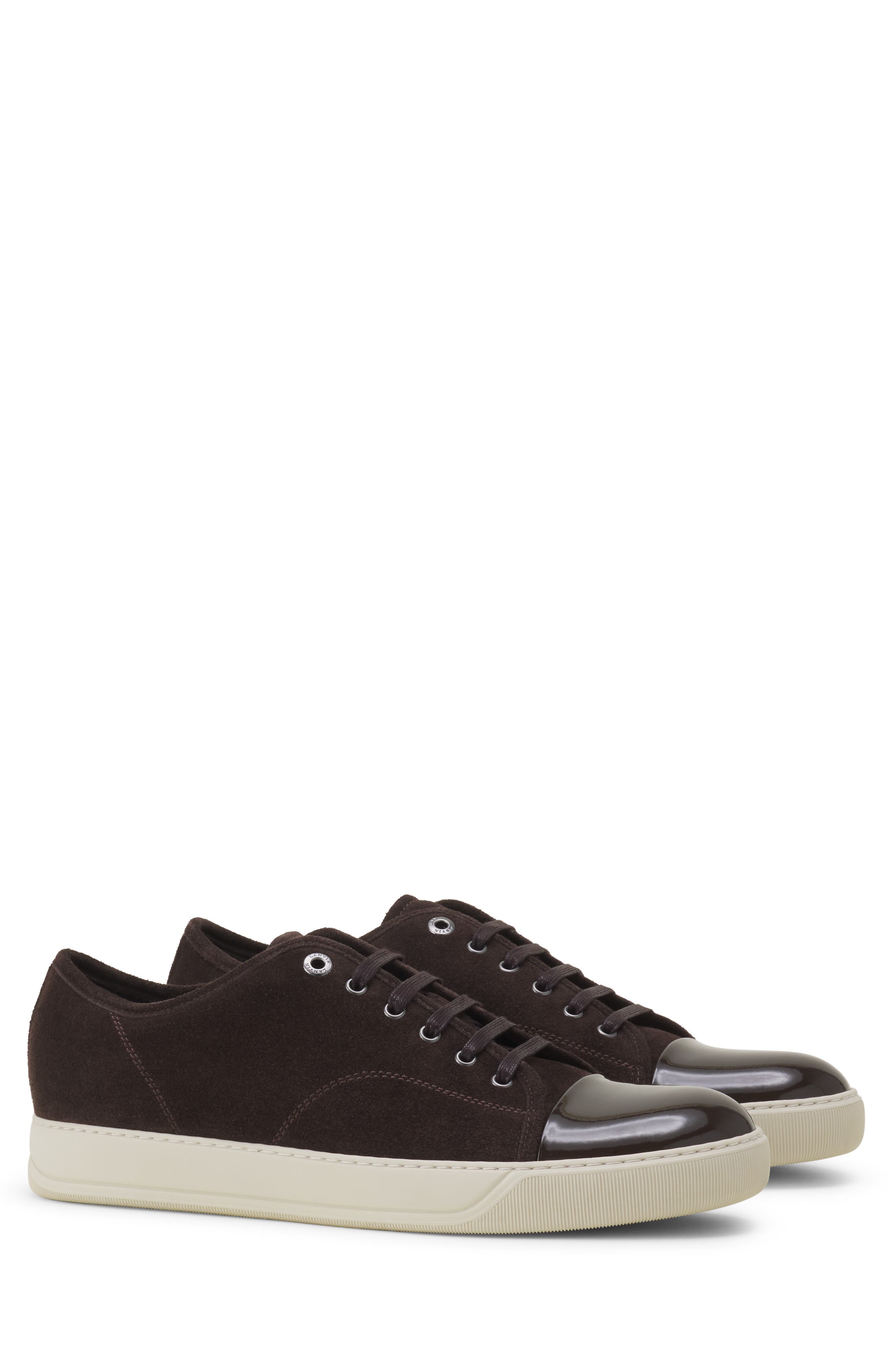 Lanvin Dbb1 Patent Leather And Suede Sneakers, Alternate, color, Brown