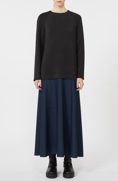 Zadar Long Sleeve Mixed Media Maxi Dress