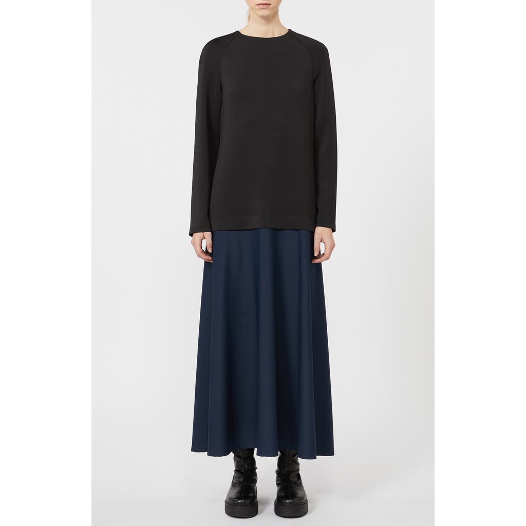 Mm By Max Mara Zadar Long Sleeve Mixed Media Maxi Dress In Black