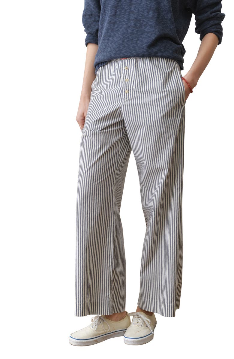 Marine Layer Stripe Pima Cotton Boxer Pants, Alternate, color, Blue Stripe