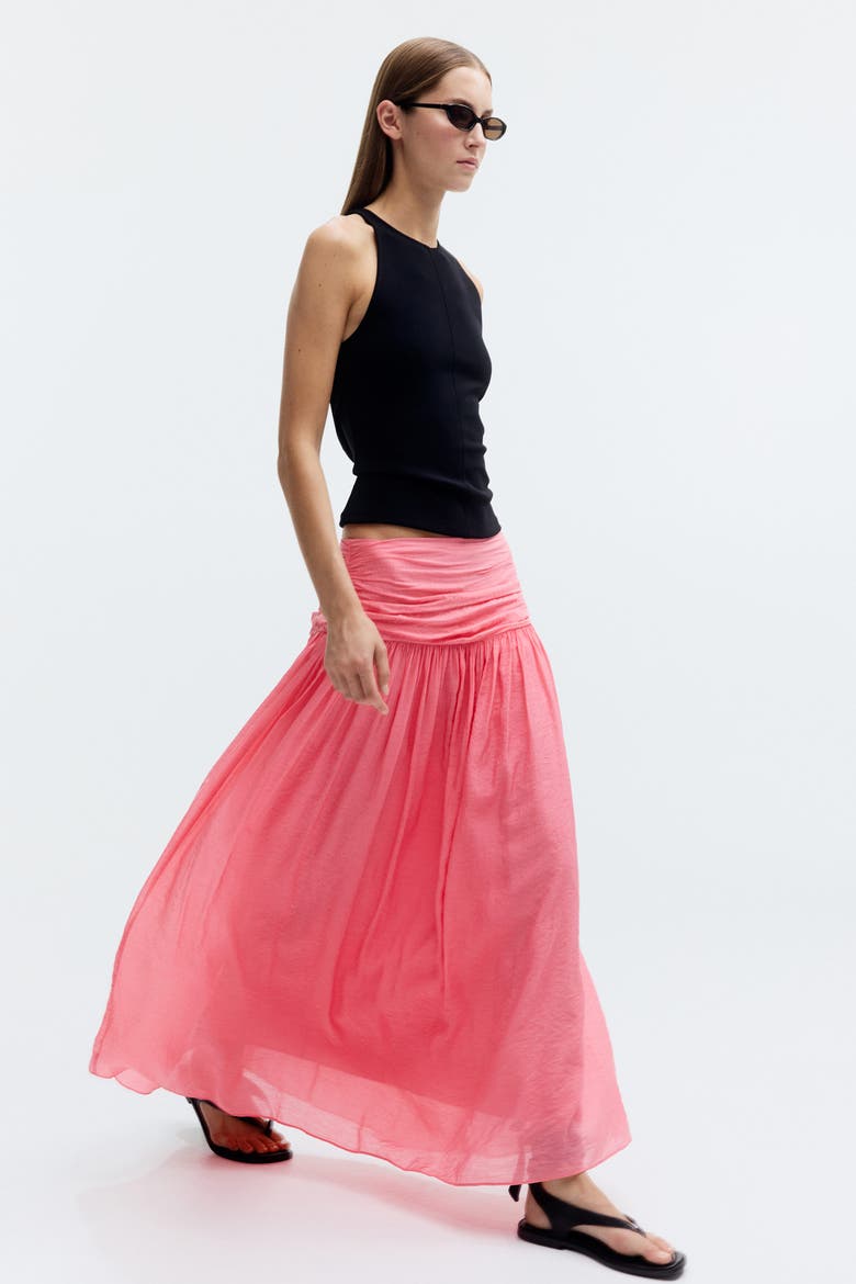 Gathered Crêpe Skirt, Alternate, color, Pink