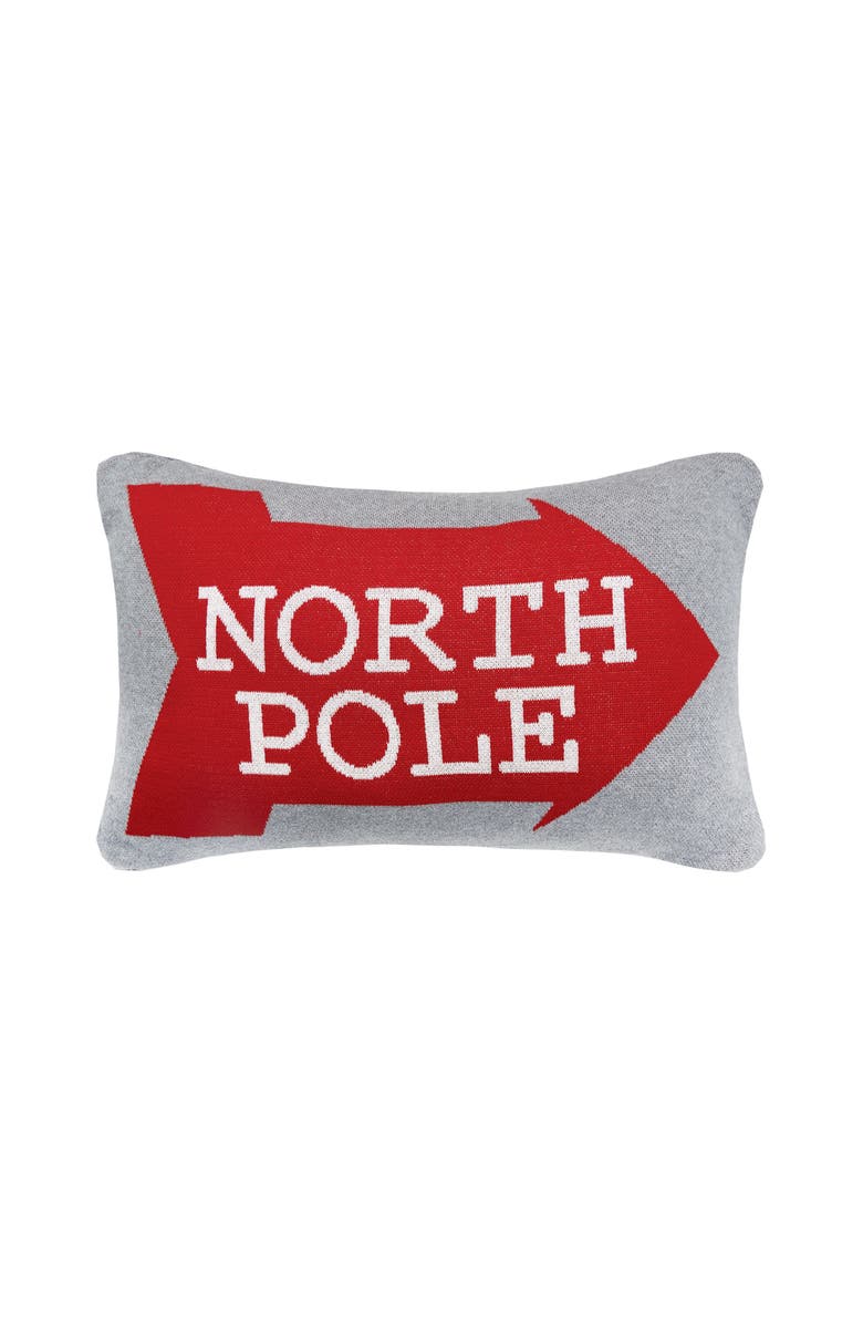 C&F Home North Pole Christmas Knitted Throw Pillow, 14" x 22", Main, color, Red
