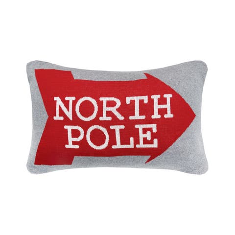 North Pole Christmas Knitted Throw Pillow, 14" x 22"