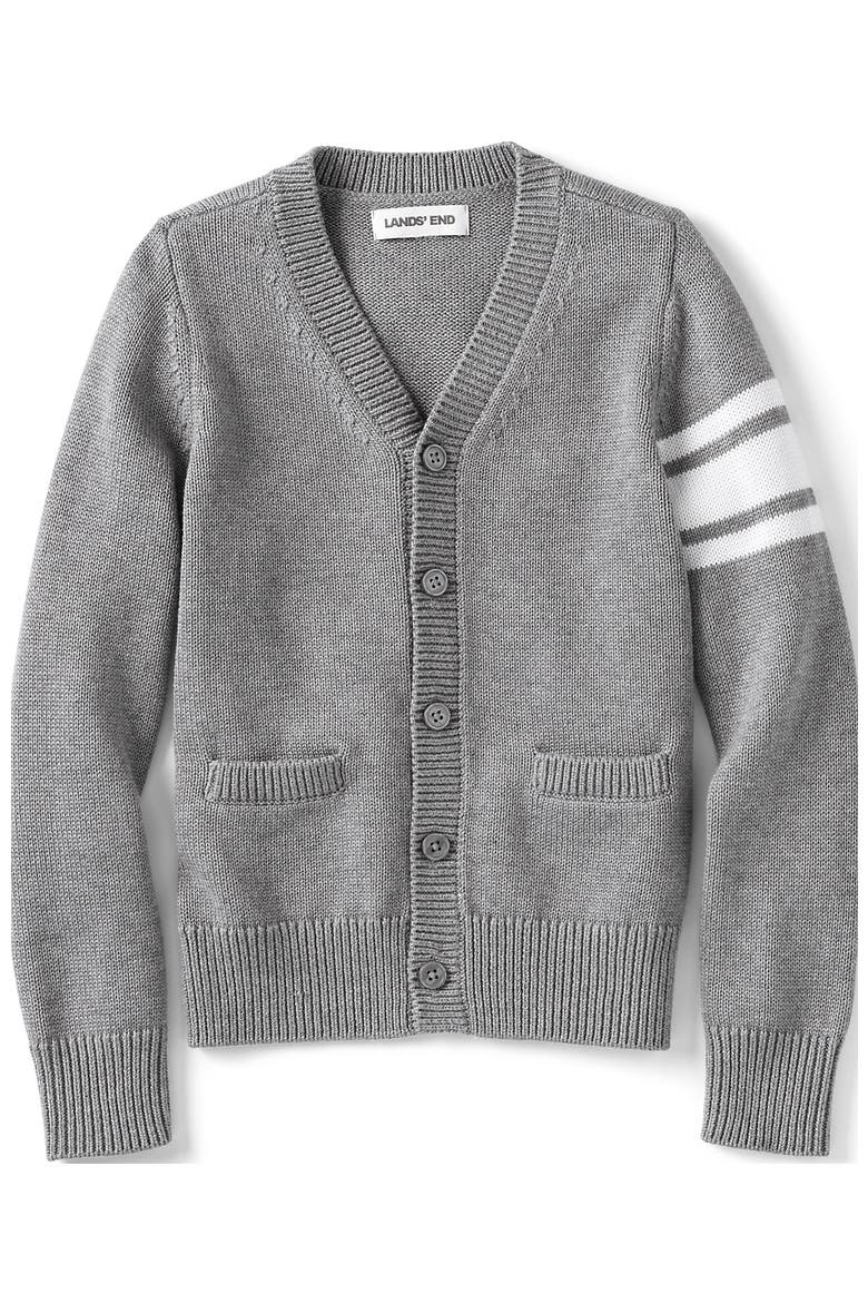 School Uniform Kids Legacy Varsity Cardigan, Alternate, color, Varsity Stripe/Pewter Heather
