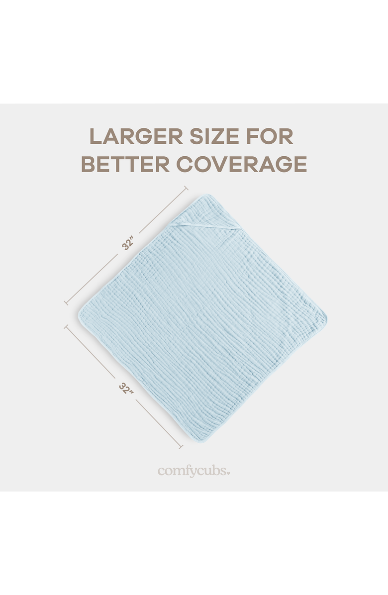 Comfy Cubs Hooded Baby Towels - 6 Layers, Pack of 1, Alternate, color, Pacific Blue
