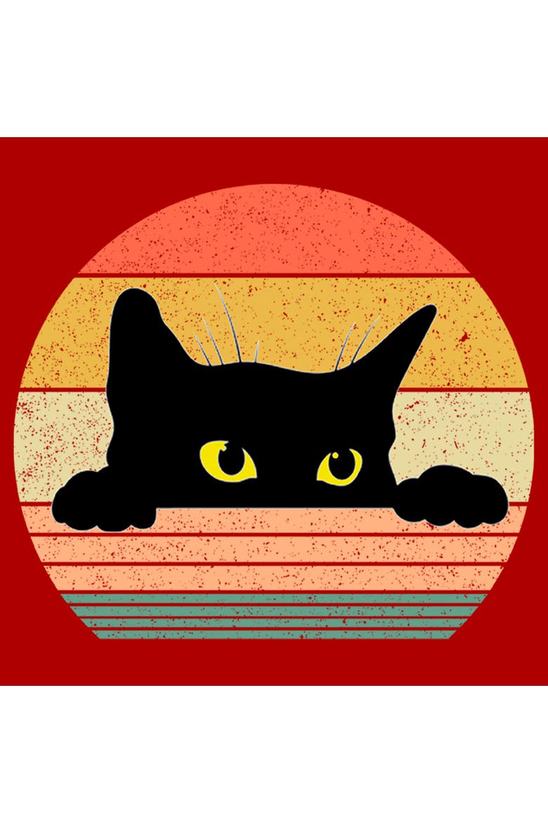 Men's Retro Stripes Cat Short Sleeve Graphic T-Shirt, Alternate, color, Red