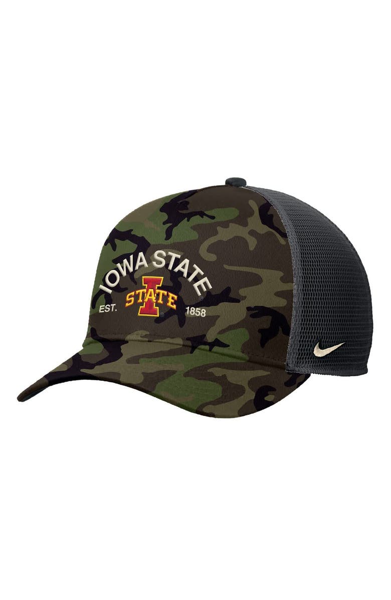 Nike Men's Nike Camo Iowa State Cyclones 2025 Military Appreciation Rise Adjustable Trucker Hat, Alternate, color, Camo
