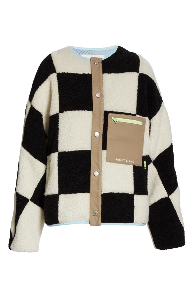 Sandy Liang Pawn Check Fleece Jacket, Alternate, color, 