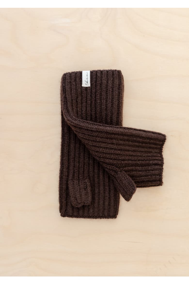 Cashmere & Merino Ribbed Wrist Warmers, Alternate, color, Brown