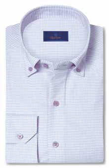 David Donahue Gingham Dobby Dress Shirt