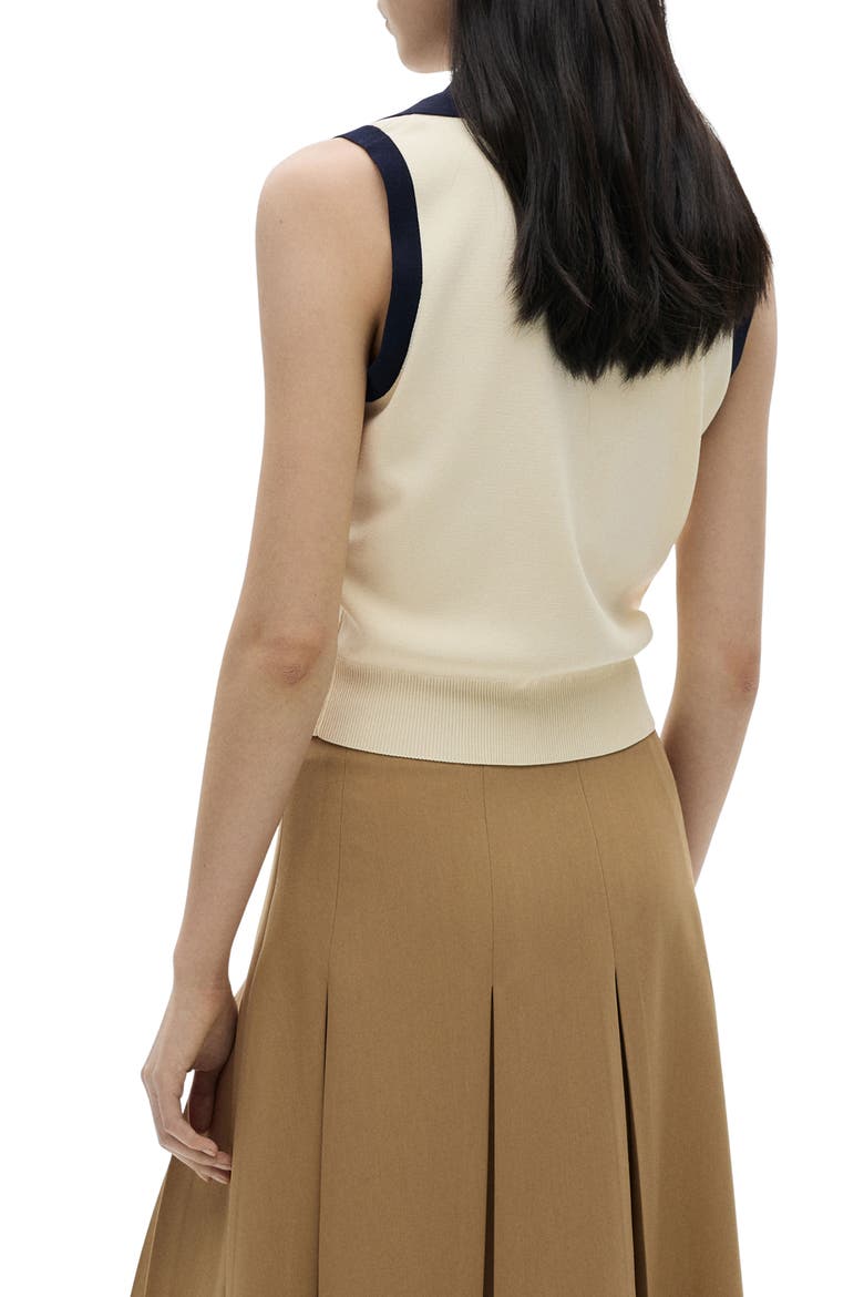 Contrast Trim Sweater Vest, Alternate, color, ECRU