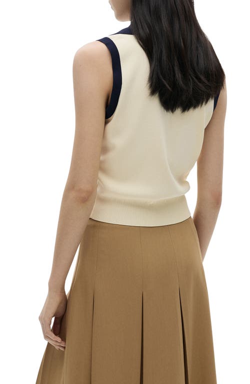 Mango Contrast Button Vest Ecru In Ecru