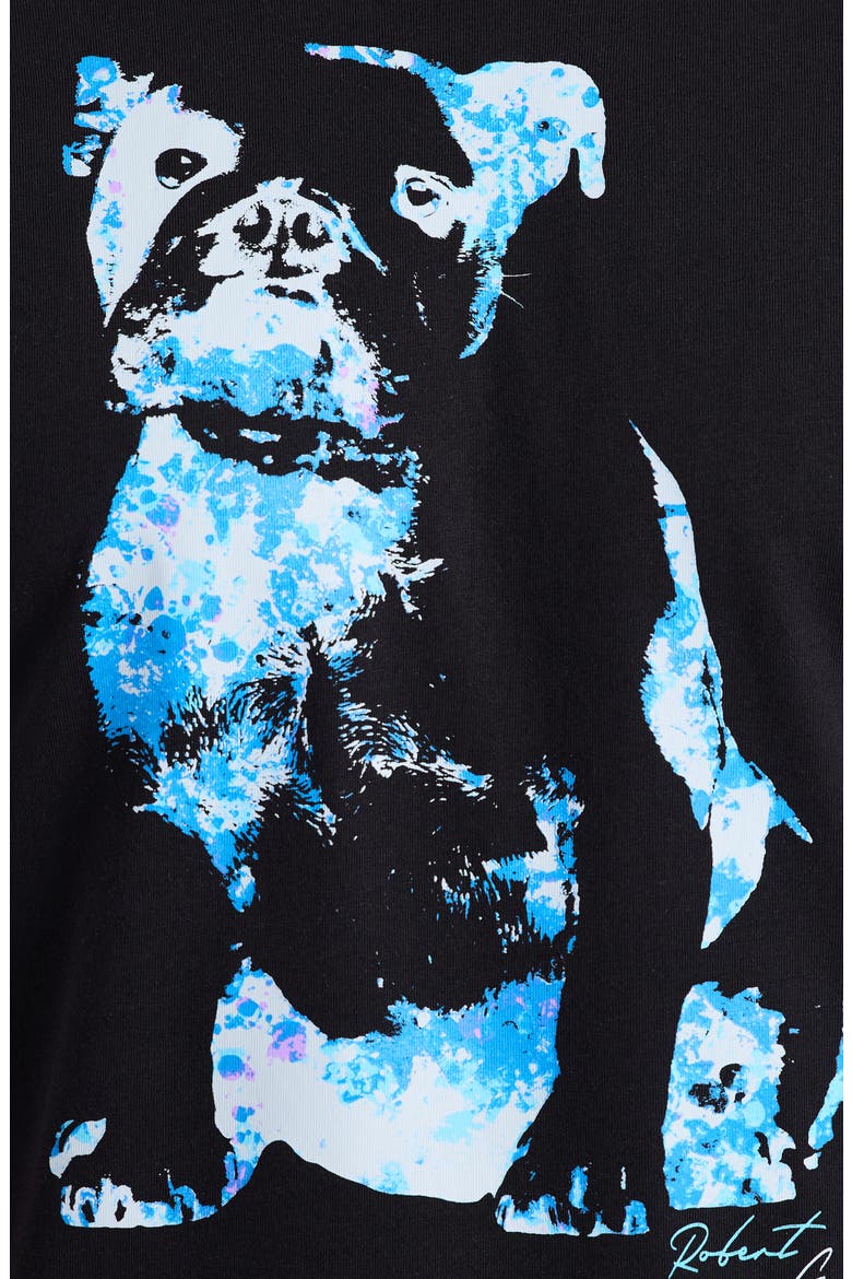 Neon Dog Knit Graphic T-Shirt, Alternate, color, BLACK