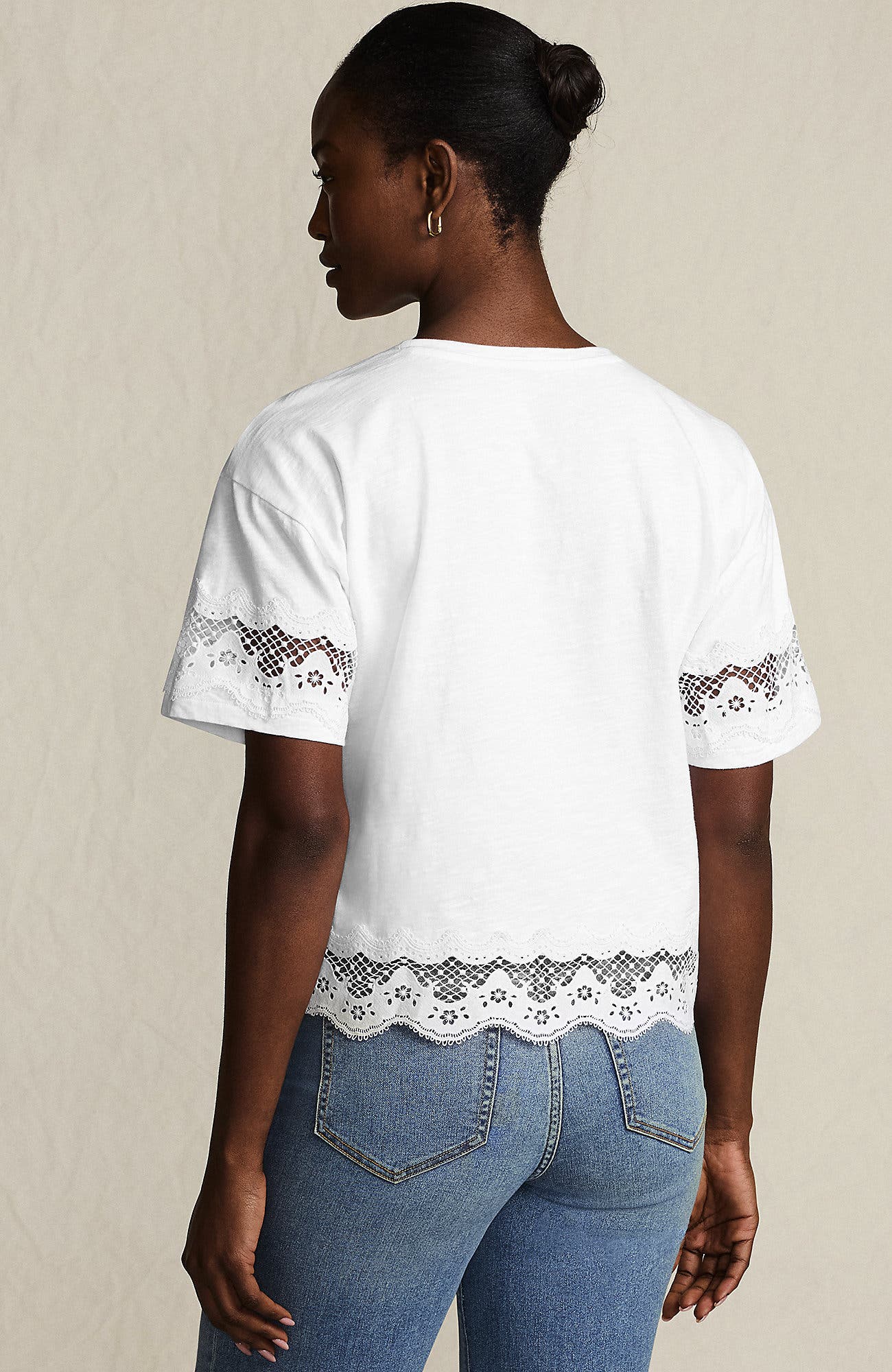 Short Sleeve Slub Jersey Cutwork T-Shirt - image 4