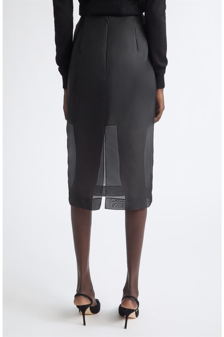 Silk Knee Length Skirt, Alternate, color, BLACK
