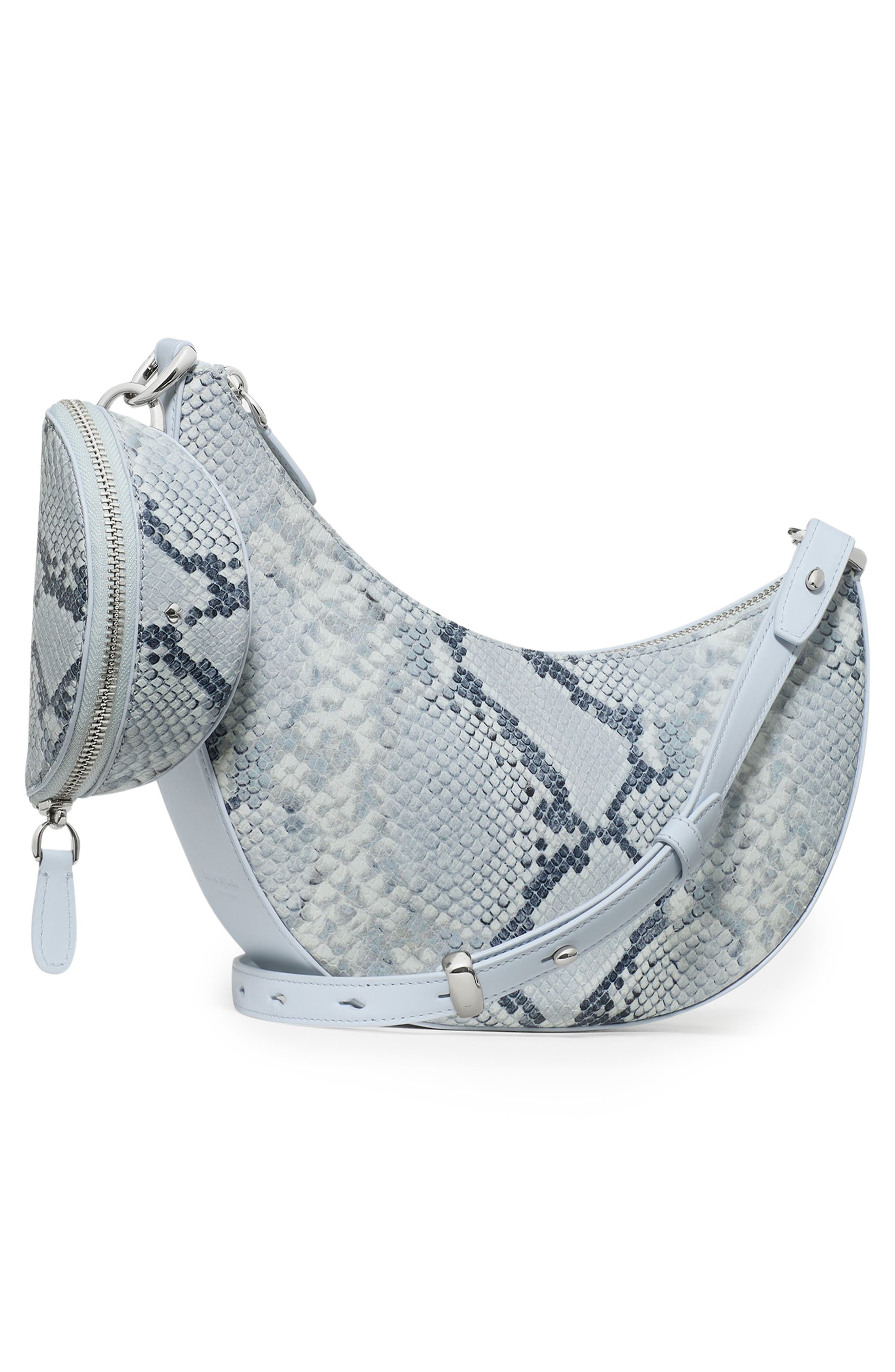 Kate Spade New York duo snakeskin embossed leather crossbody bag, Alternate, color, Pale Sapphirine