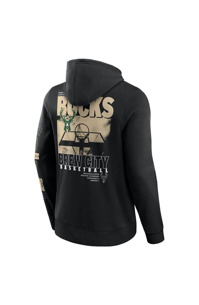 FANATICS Men's Fanatics Black Milwaukee Bucks Game Time Crossover Pullover Hoodie, Alternate, color, Black