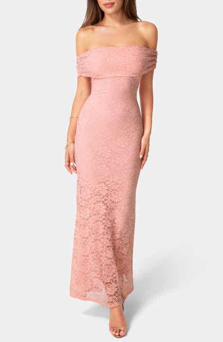 Off-the-Shoulder Lace Maxi Dress
