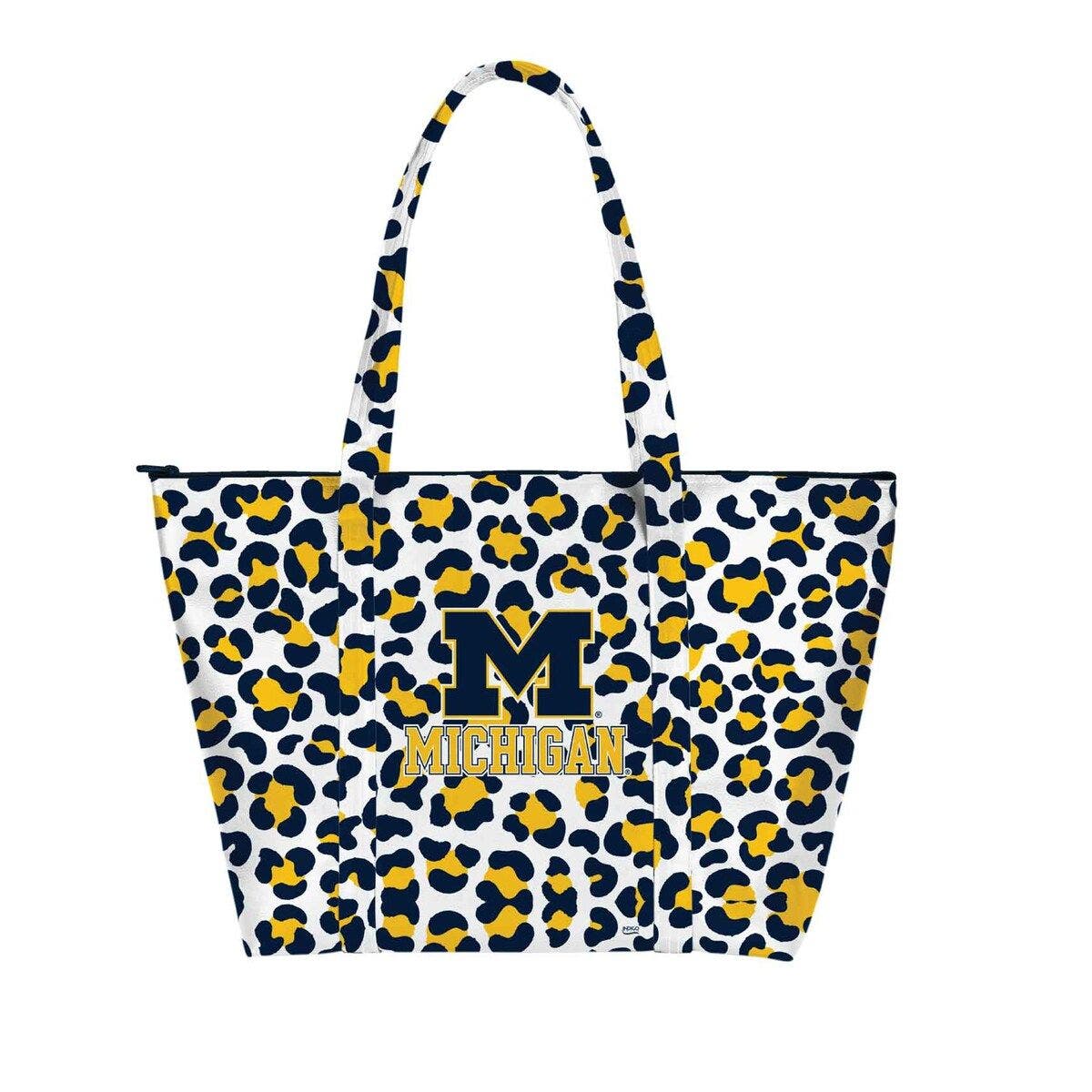 INDIGO FALLS Michigan Wolverines Leopard Weekender Tote Bag, Main, color, 