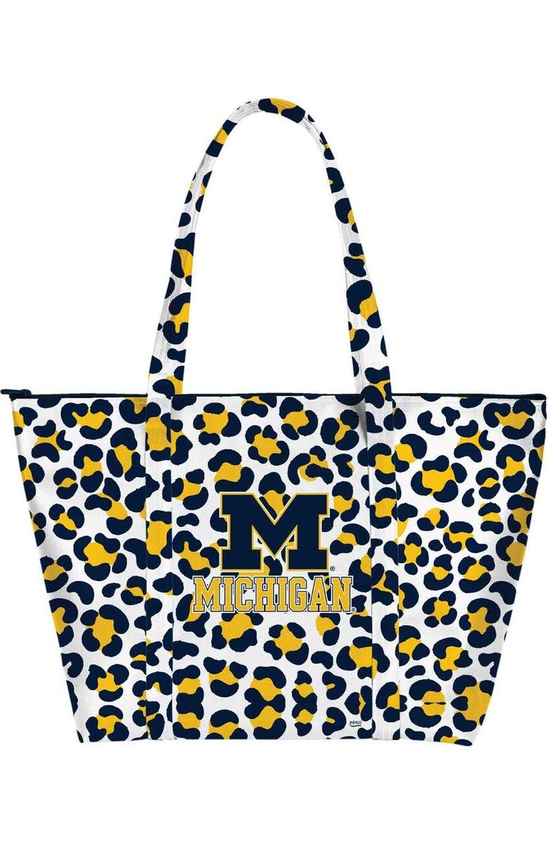 INDIGO FALLS Michigan Wolverines Leopard Weekender Tote Bag, Main, color,