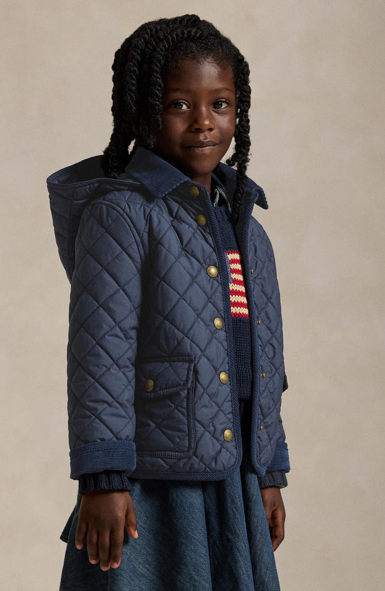 Polo Ralph Lauren Kids' Audrey Quilted Jacket with Removable Hood, Alternate, color, Newport Navy