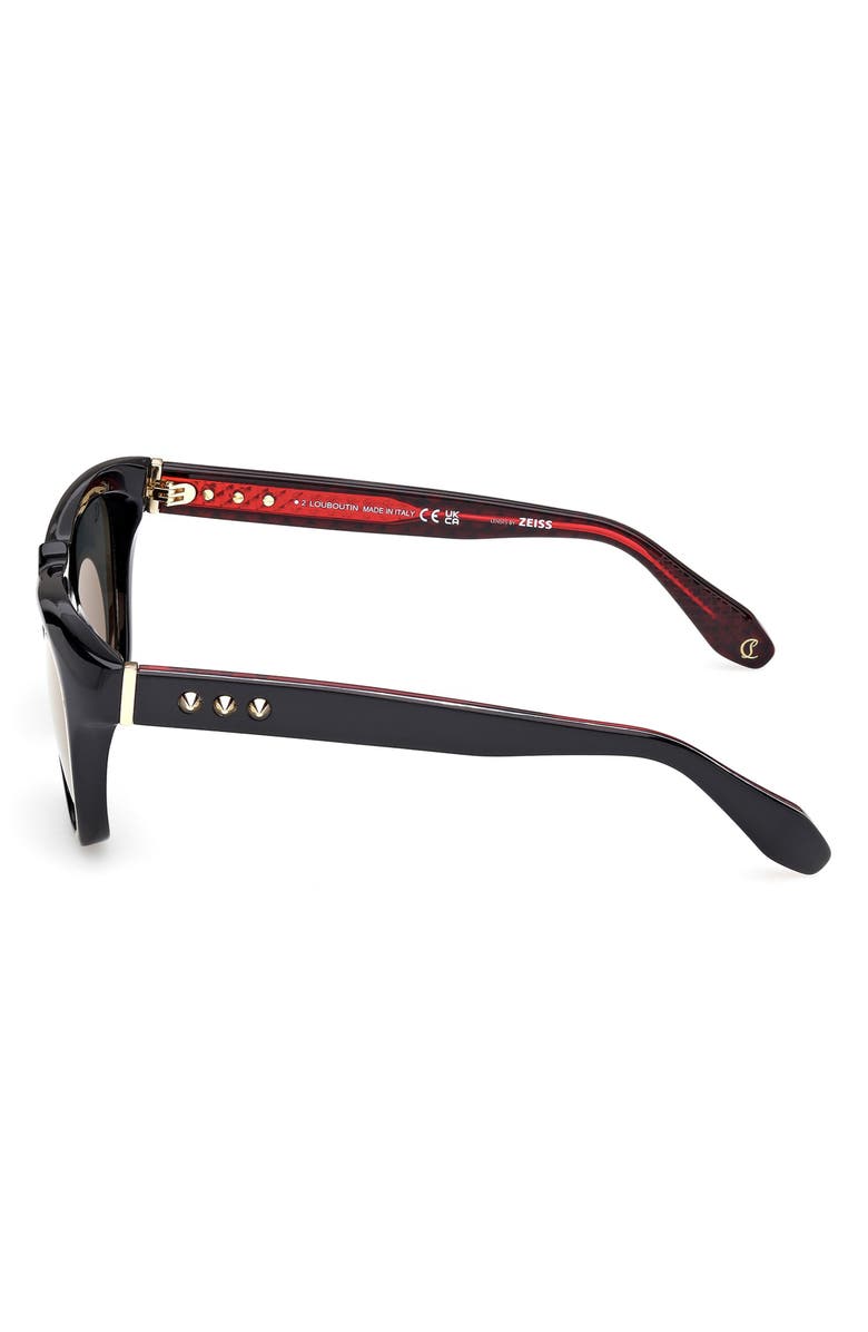 Christian Louboutin Georges 55mm Square Sunglasses, Alternate, color, Black/ Gold/ Zeiss Smoke/ Red