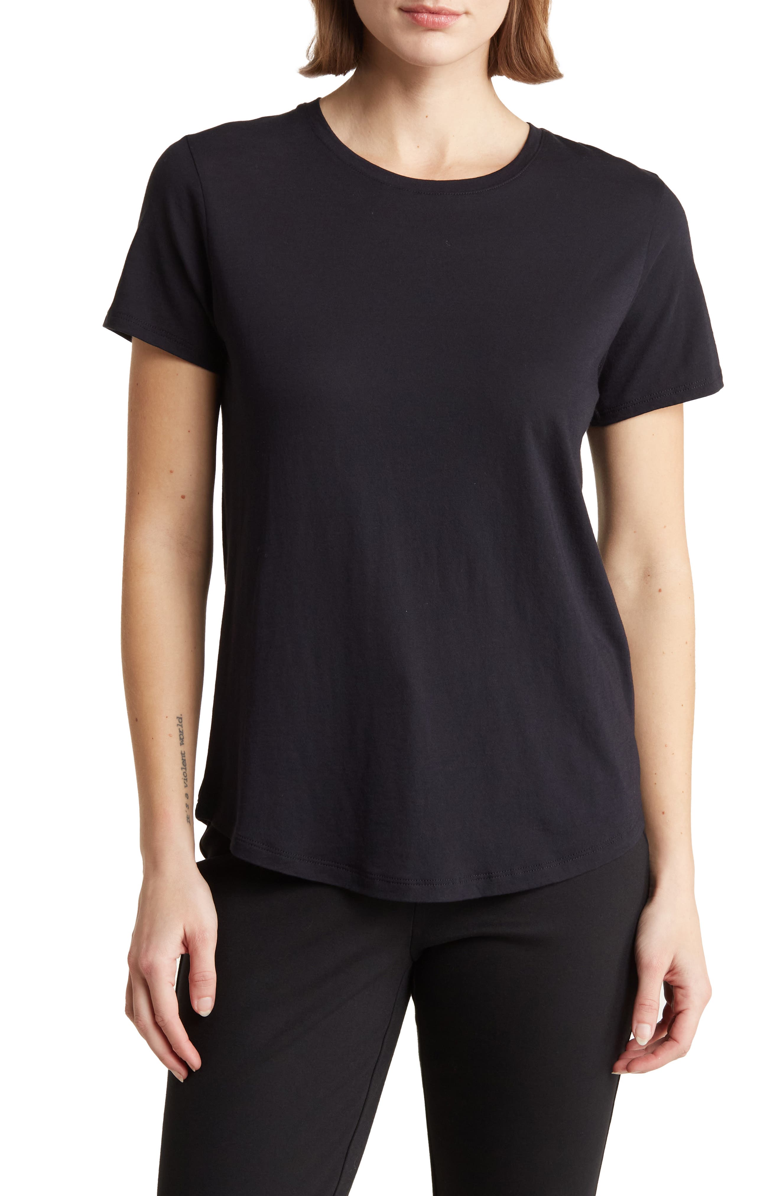 Vince Short Sleeve Shirttail Crewneck Tee
