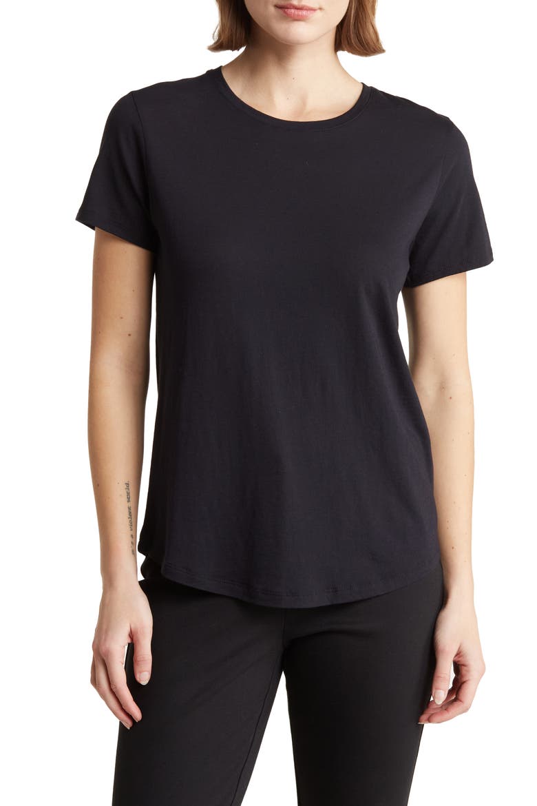 Short Sleeve Shirttail Crewneck Tee, Main, color, COASTAL