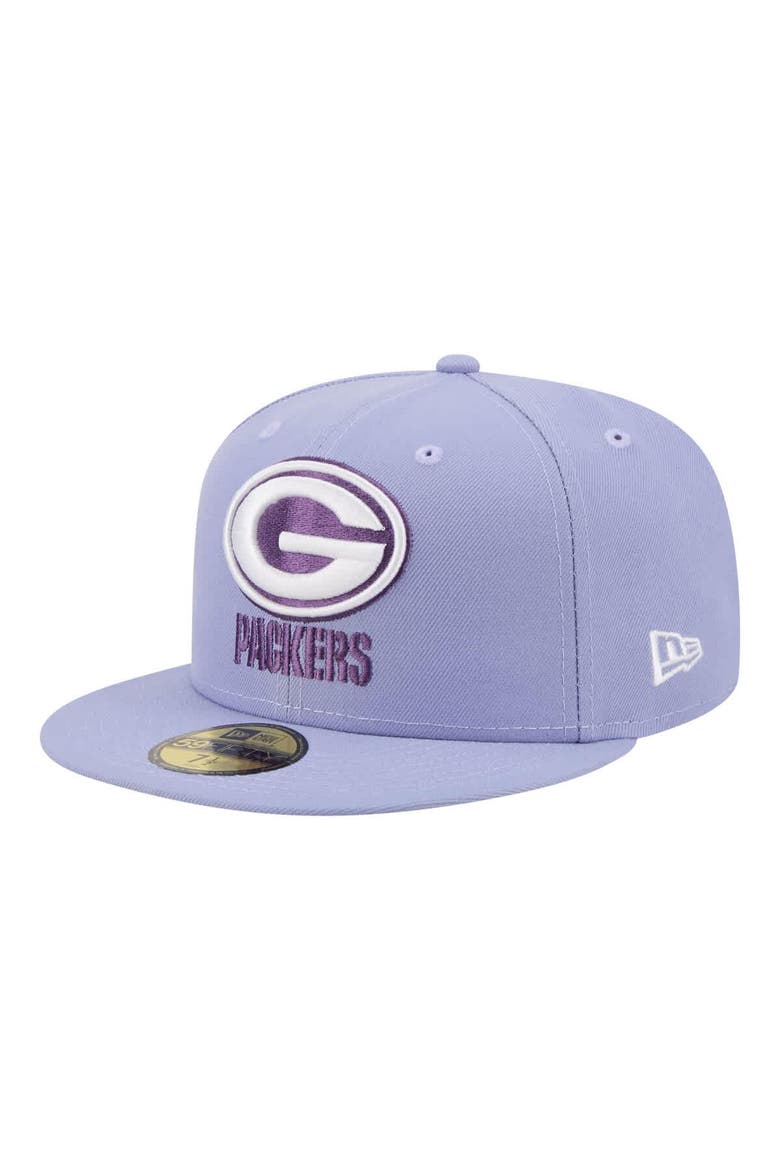 Men's New Era Light Purple Green Bay Packers Lavender Bloom 59FIFTY Fitted Hat, Alternate, color, Light Purple