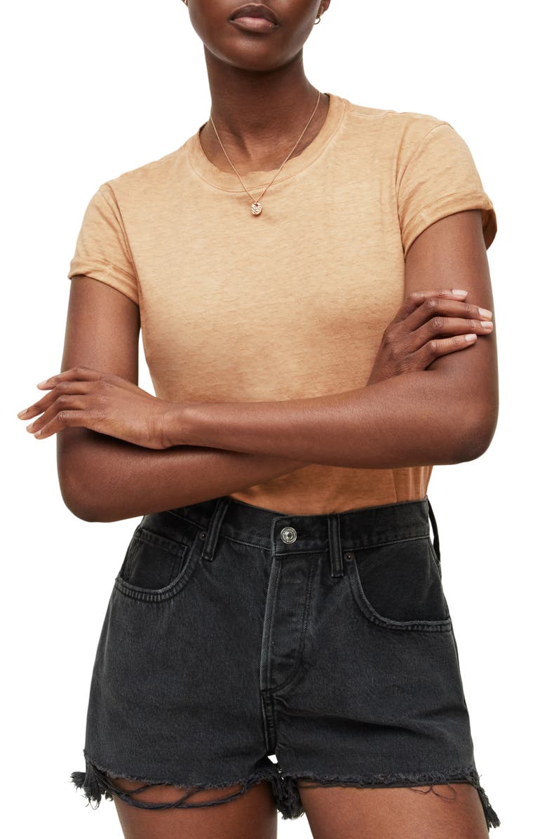 AllSaints Anna Cotton T-Shirt, Main, color, Capri Brown