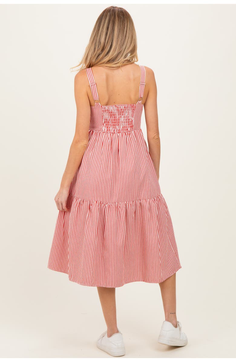 PinkBlush Striped Tiered Overall Dress, Alternate, color, Red