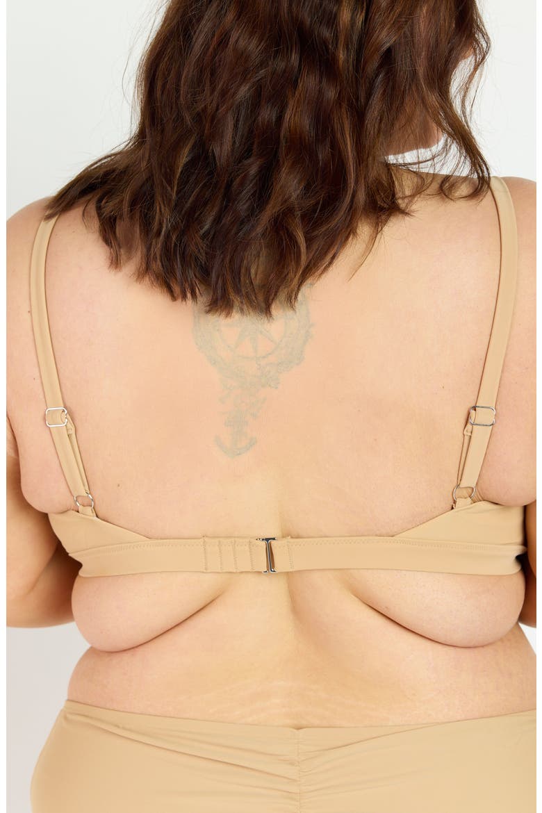Plus Size Adjustable Strap Clasp Swim Bra, Alternate, color, Honey