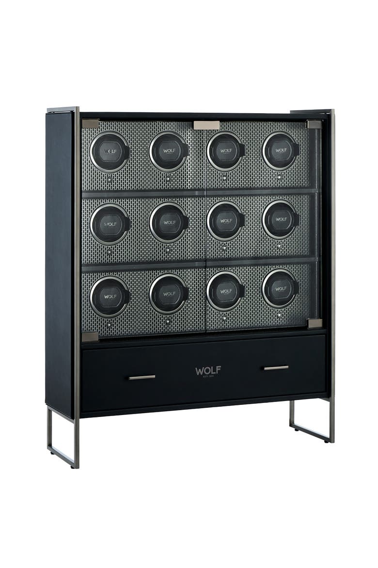 Axis 12 Piece Watch Winder Cabinet, Alternate, color, Powder Coat