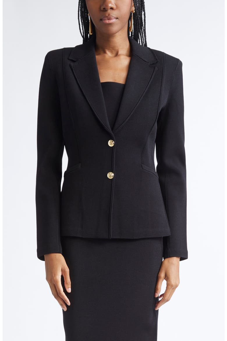 Erin Santa Roma Knit Jacket, Main, color, BLACK