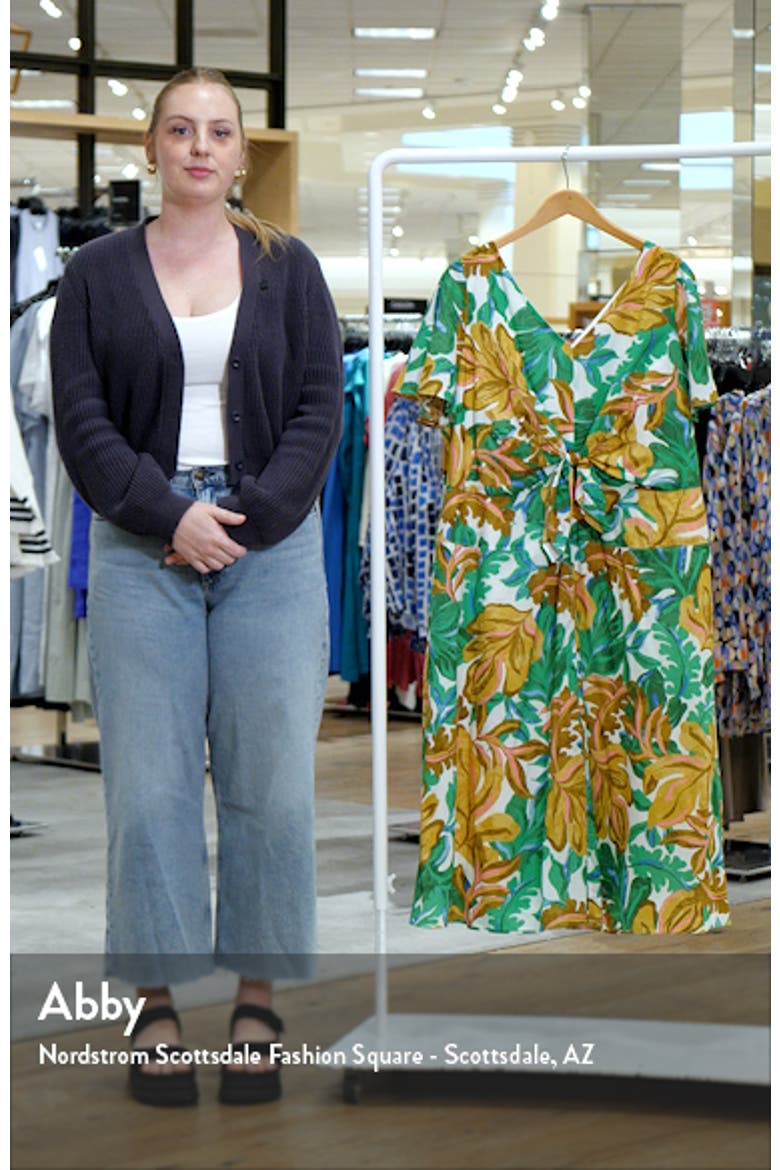 Front Tie Short Sleeve Cotton Midi Dress video